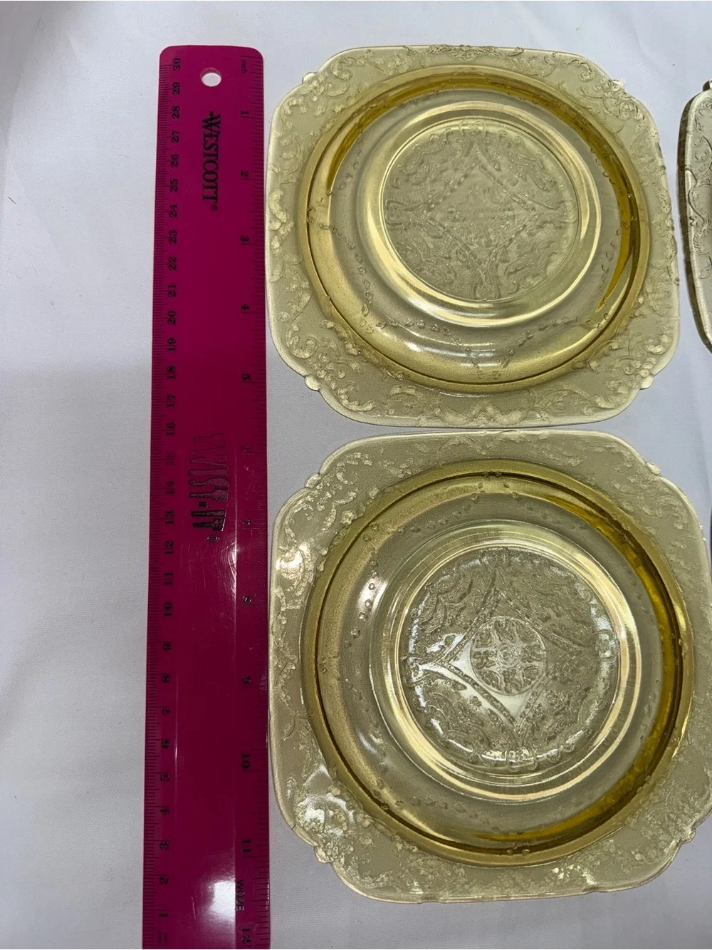 Vintage Amber Depression Glass Salad Dessert Plates Set of 4